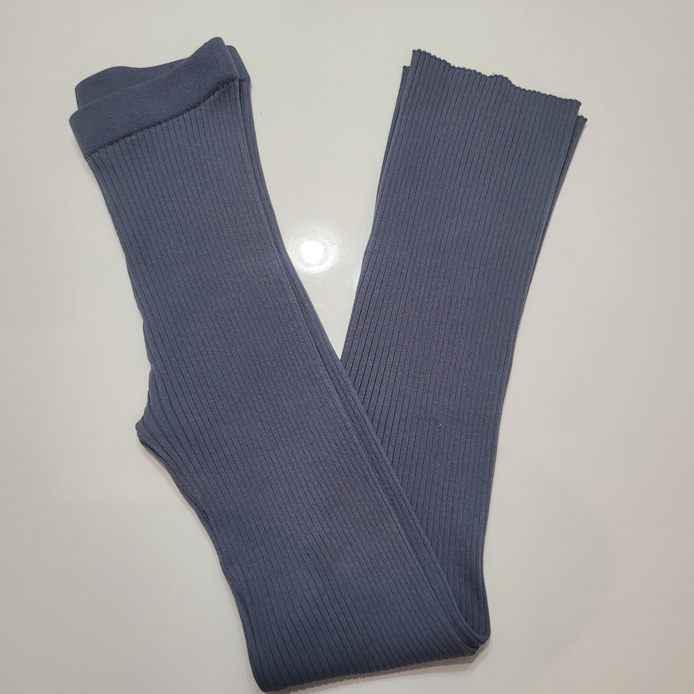 Zara Ribbed Knit Flare Pants - Blue Gray Size M - Picture 4 of 9